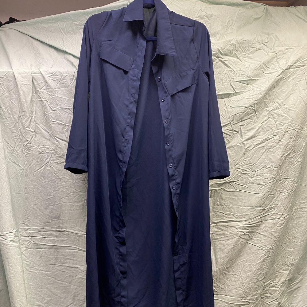 Long navy sheer cover/jacket